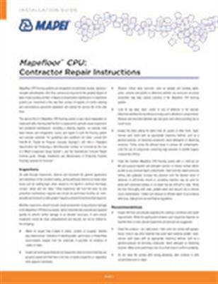 Mapefloor CPU: Contractor Repair Instructions